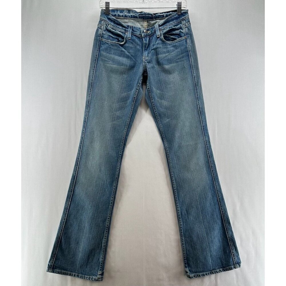 Ralph Lauren Jeans Women 28/34 Dungarees Low Rise Bootcut Light Washed Blue